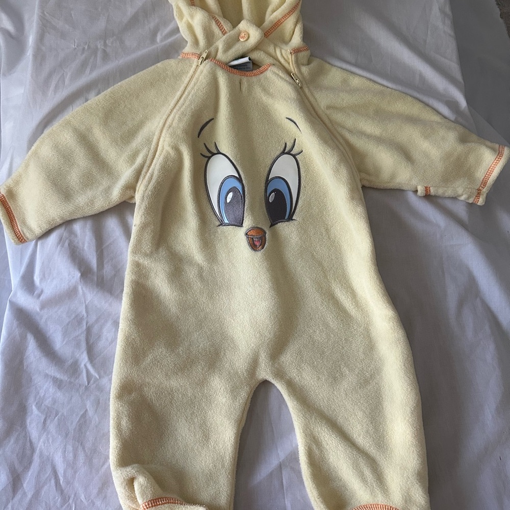 Vtg Warner Bros. Cream Tweety Bird Kids Footie